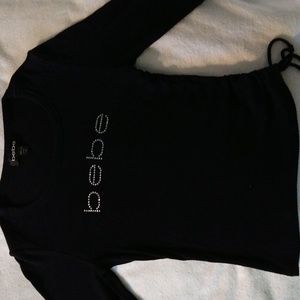 Bebe sz Medium w rhinestone logo and side tie